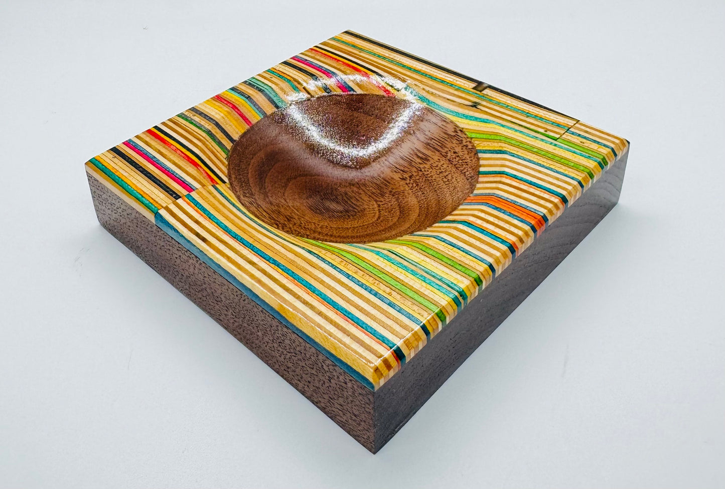 Black Walnut and Recycled Skateboards Coin Dish