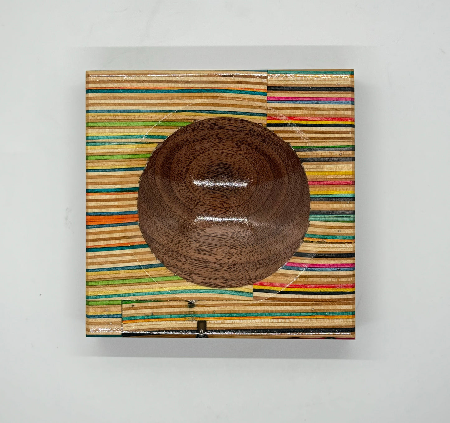 Black Walnut and Recycled Skateboards Coin Dish