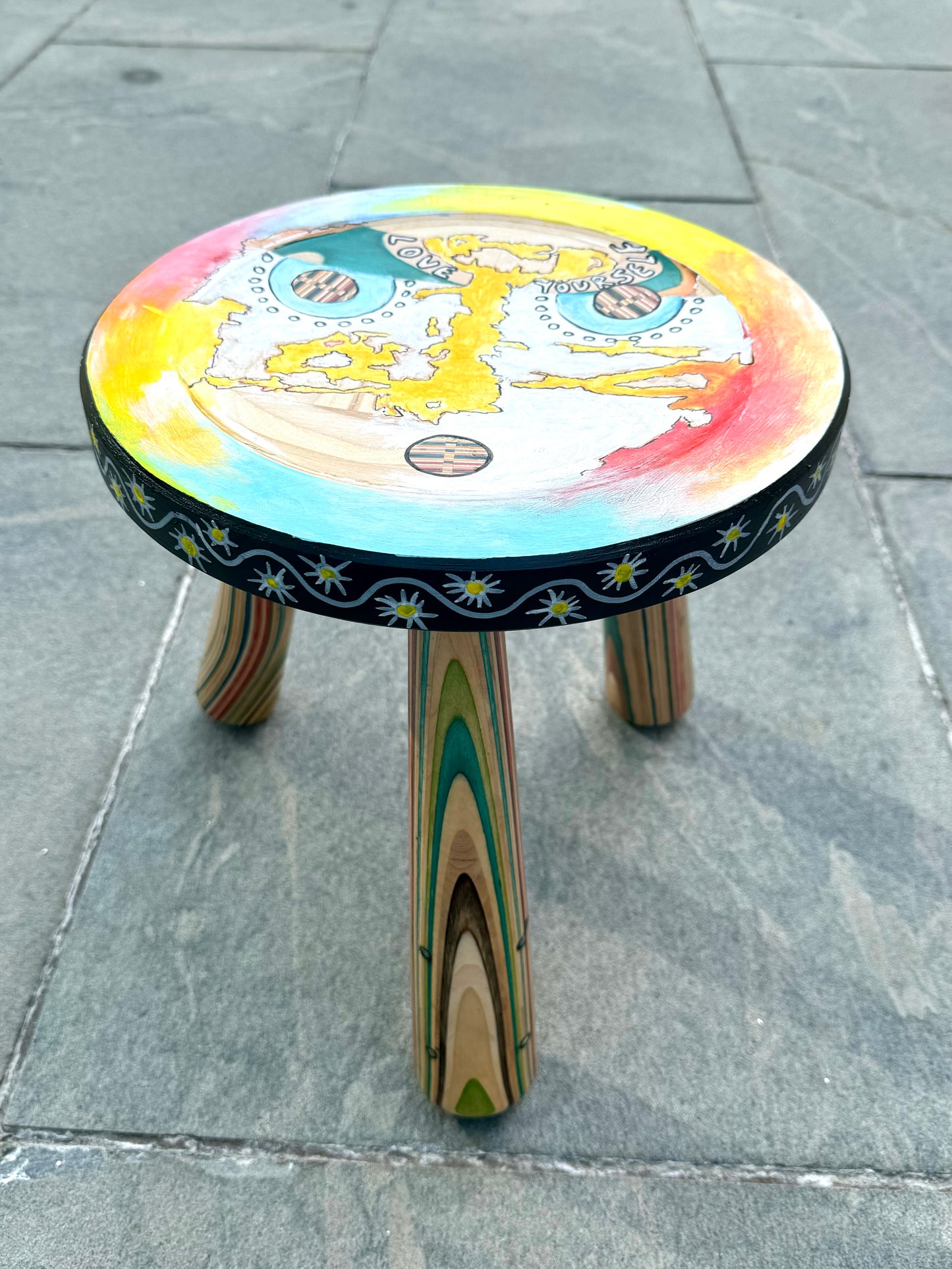 Gakwaya Gisa X Barousse Works Recycled Skateboard Stool Art #2 ✨