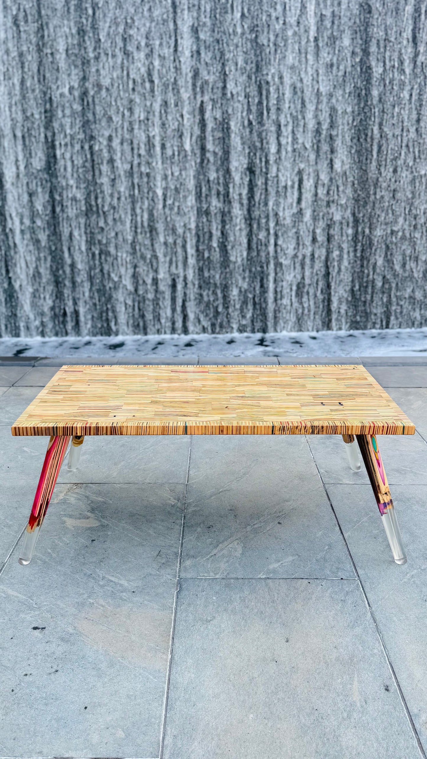Recycled skateboards and epoxy coffee table