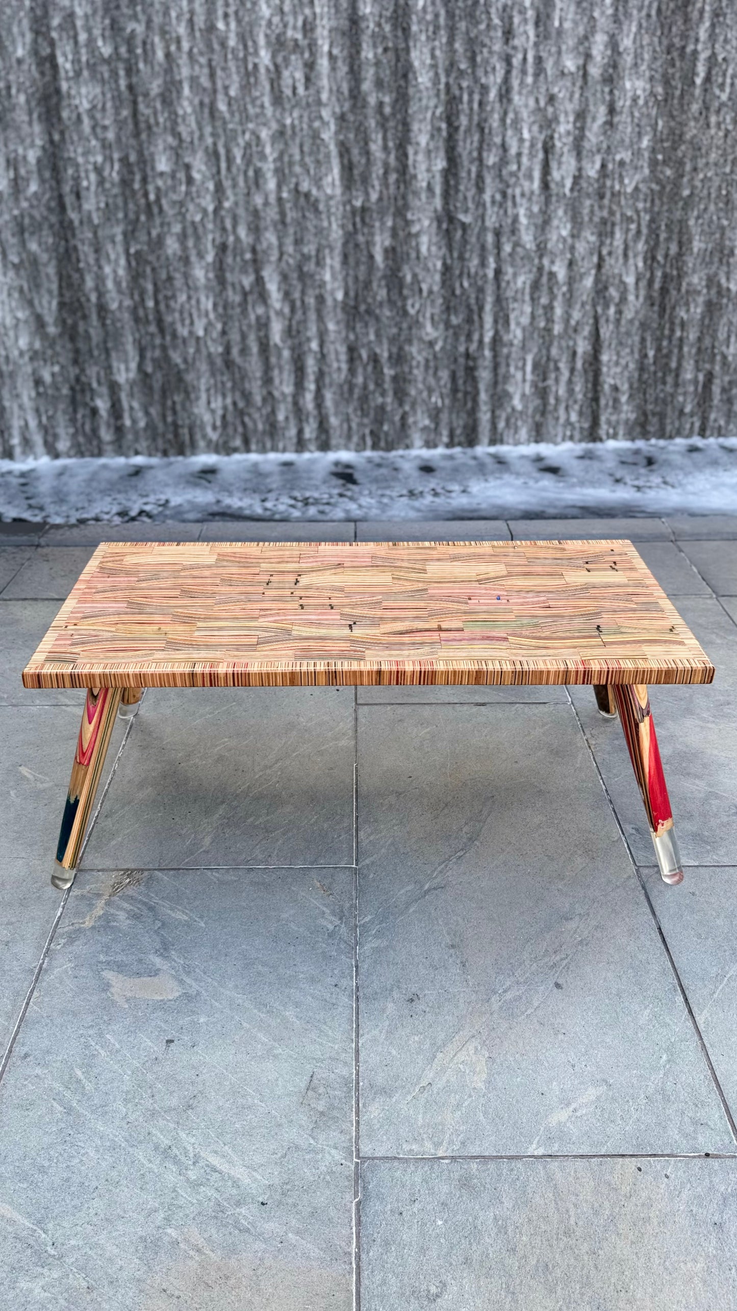 Epoxy Finish-Modern Recycled Skateboards and Epoxy Coffee Table