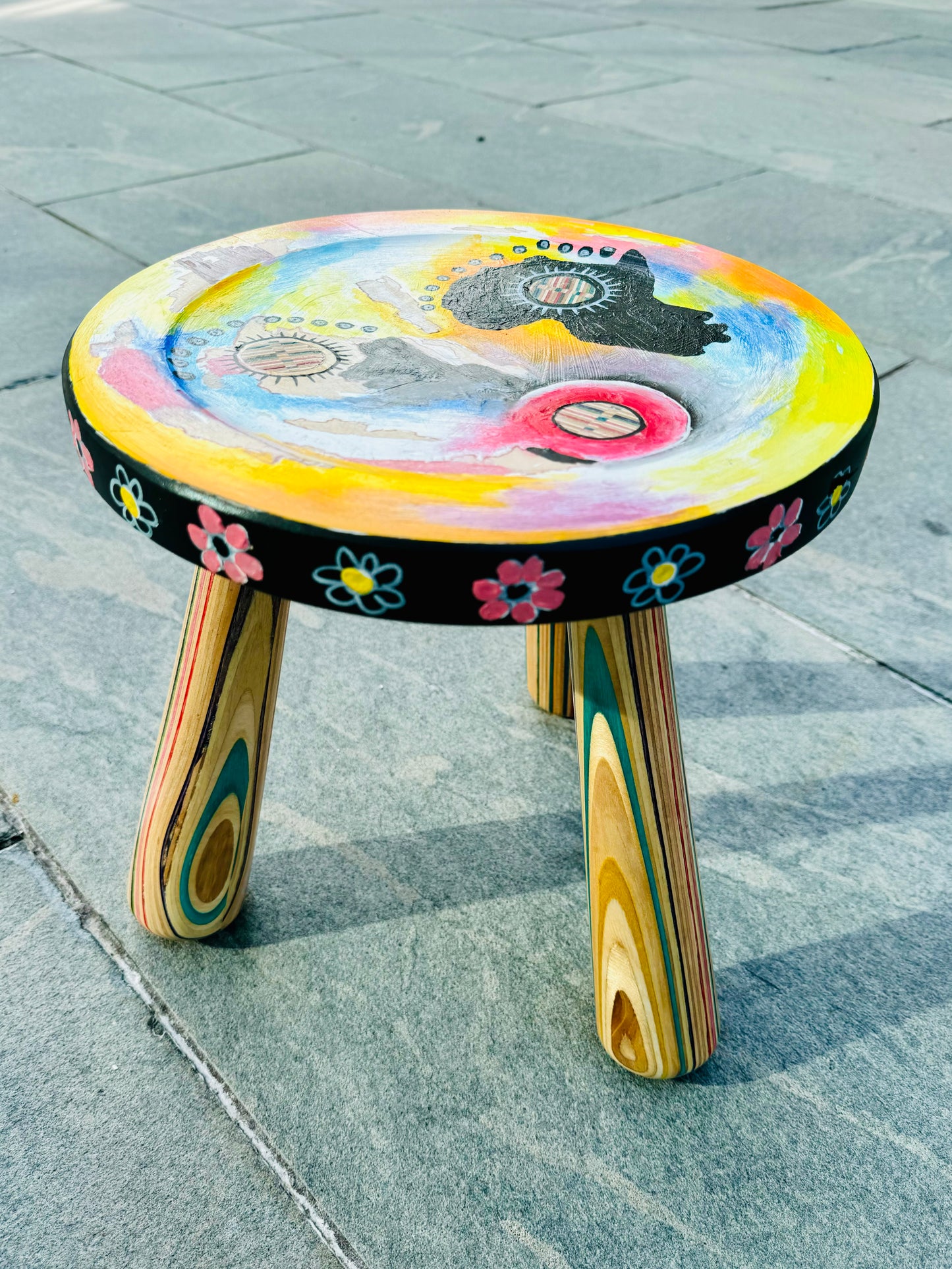 Gakwaya Gisa X Barousse Works Recycled Skateboard Stool Art #1 ✨