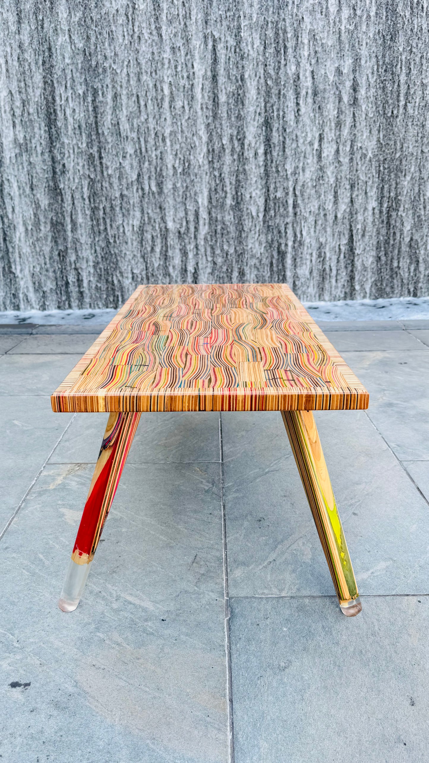 Epoxy Finish-Modern Recycled Skateboards and Epoxy Coffee Table