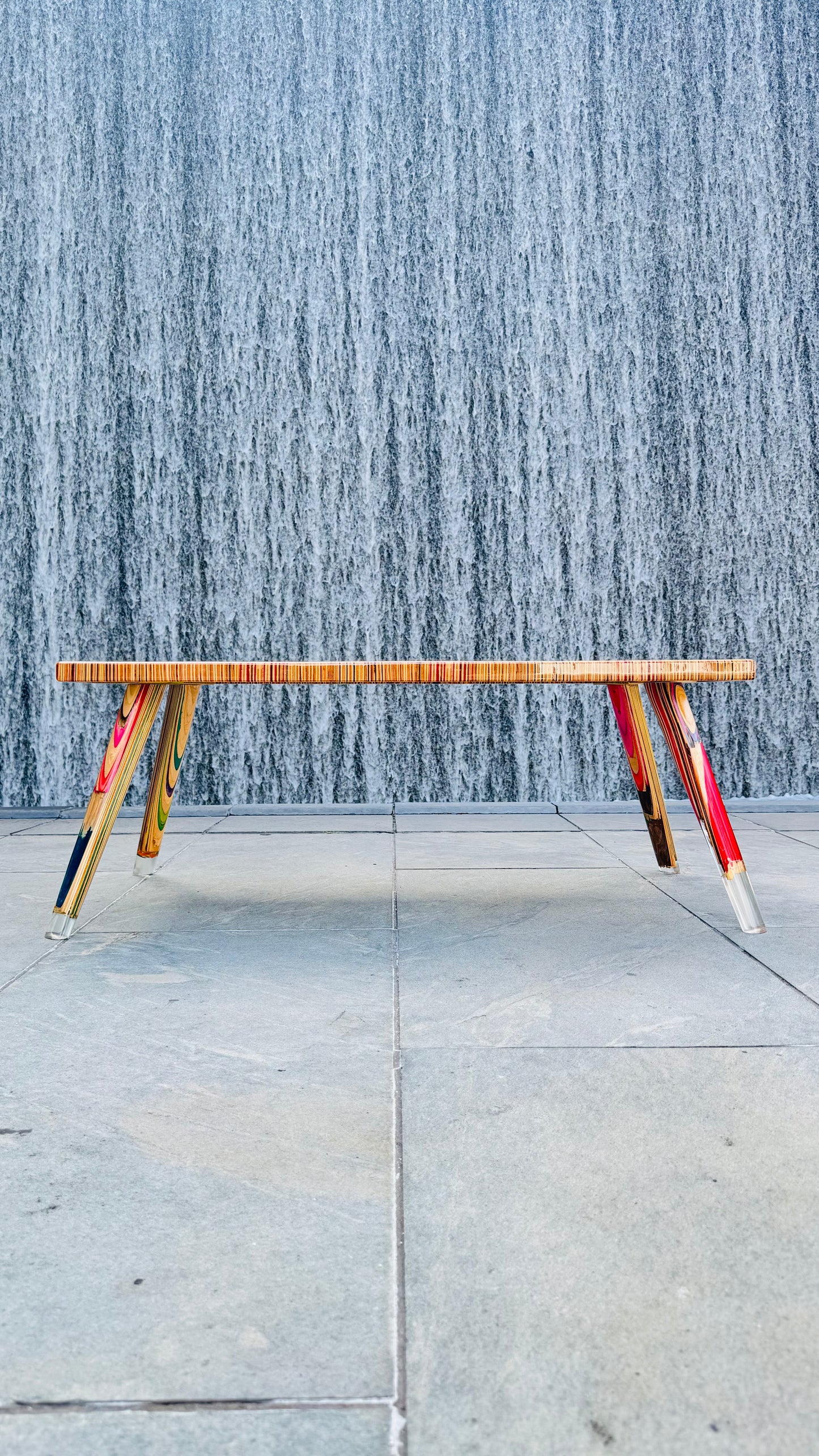 Epoxy Finish-Modern Recycled Skateboards and Epoxy Coffee Table