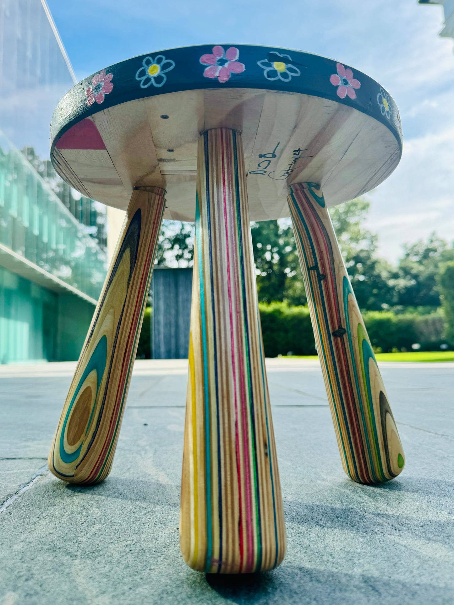 Gakwaya Gisa X Barousse Works Recycled Skateboard Stool Art #1 ✨