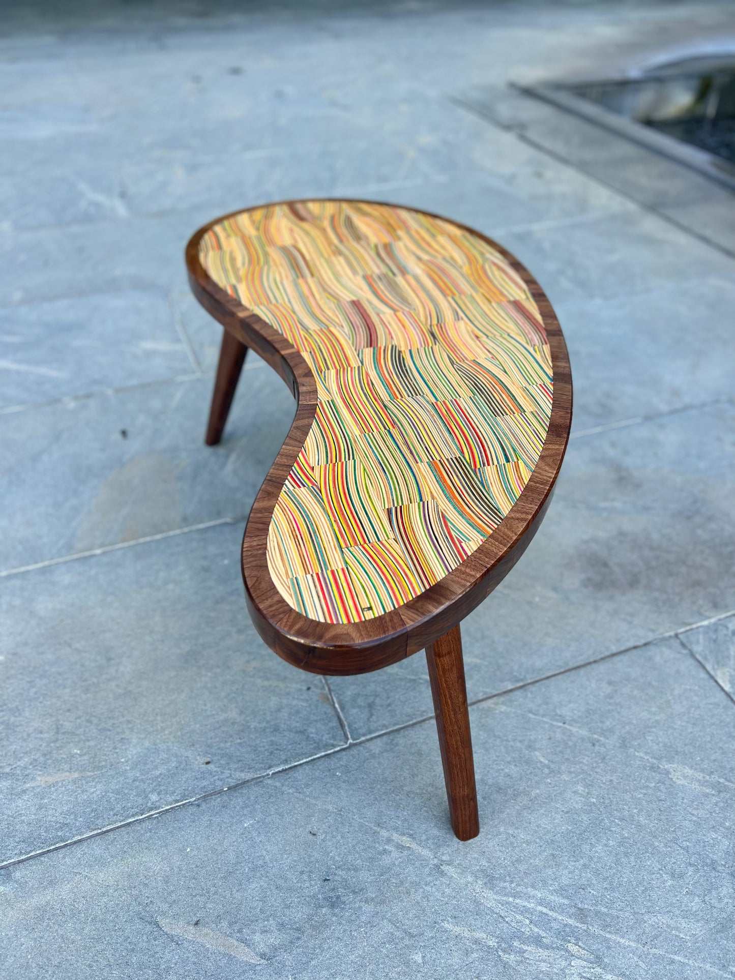 Recycled Skateboards and Walnut Bean Table Preorder