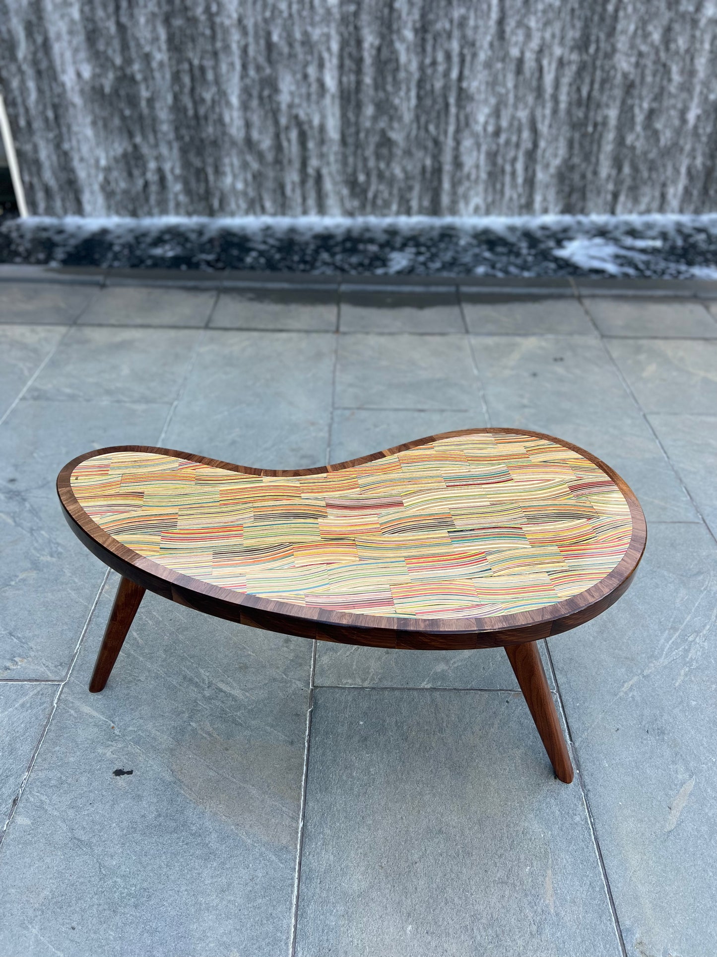 Recycled Skateboards and Walnut Bean Table Preorder