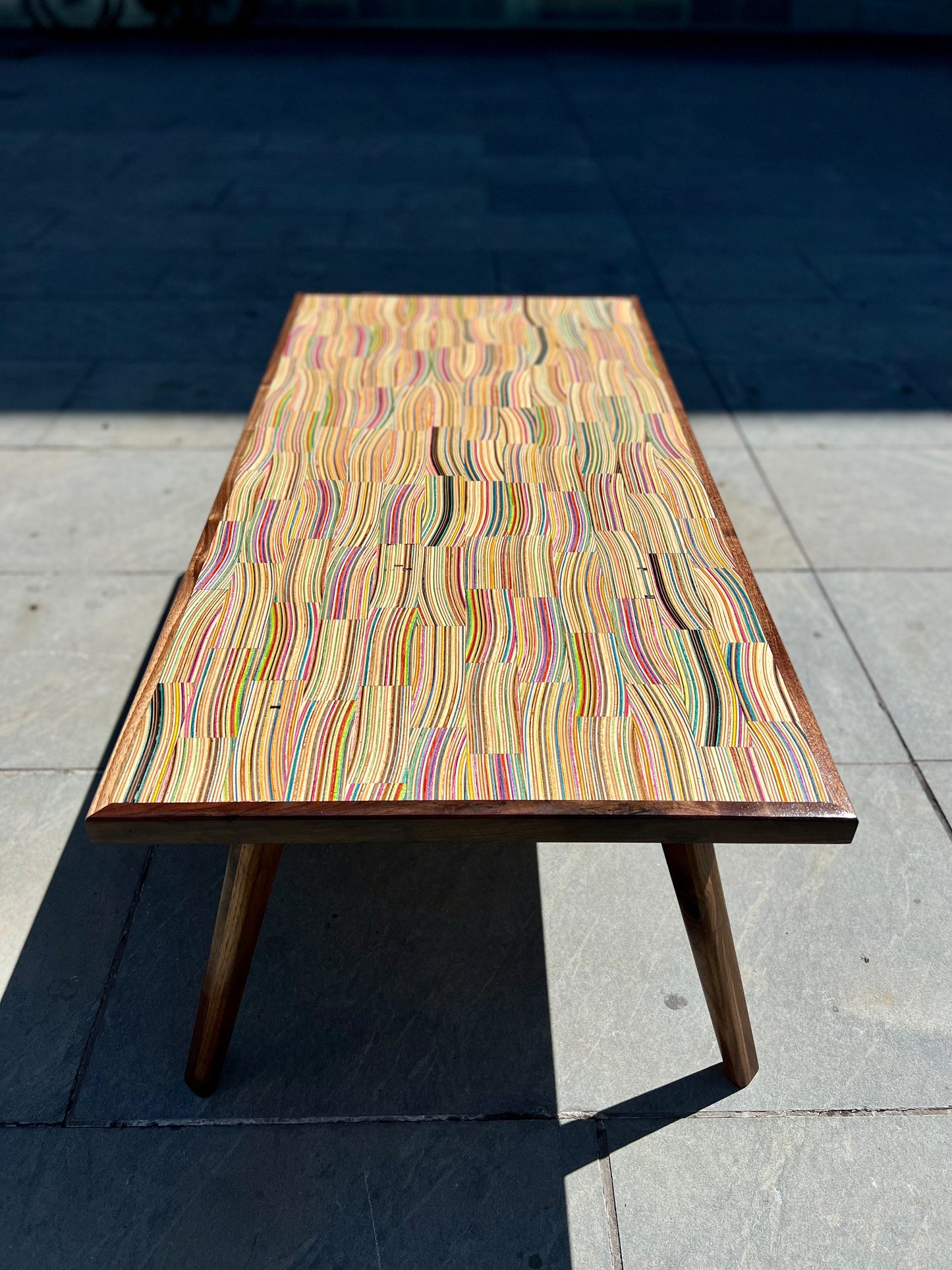 Recycled Skateboard and Walnut Coffee Table Preorder