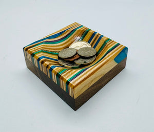 Recycled Skateboard and Walnut Coin Dish