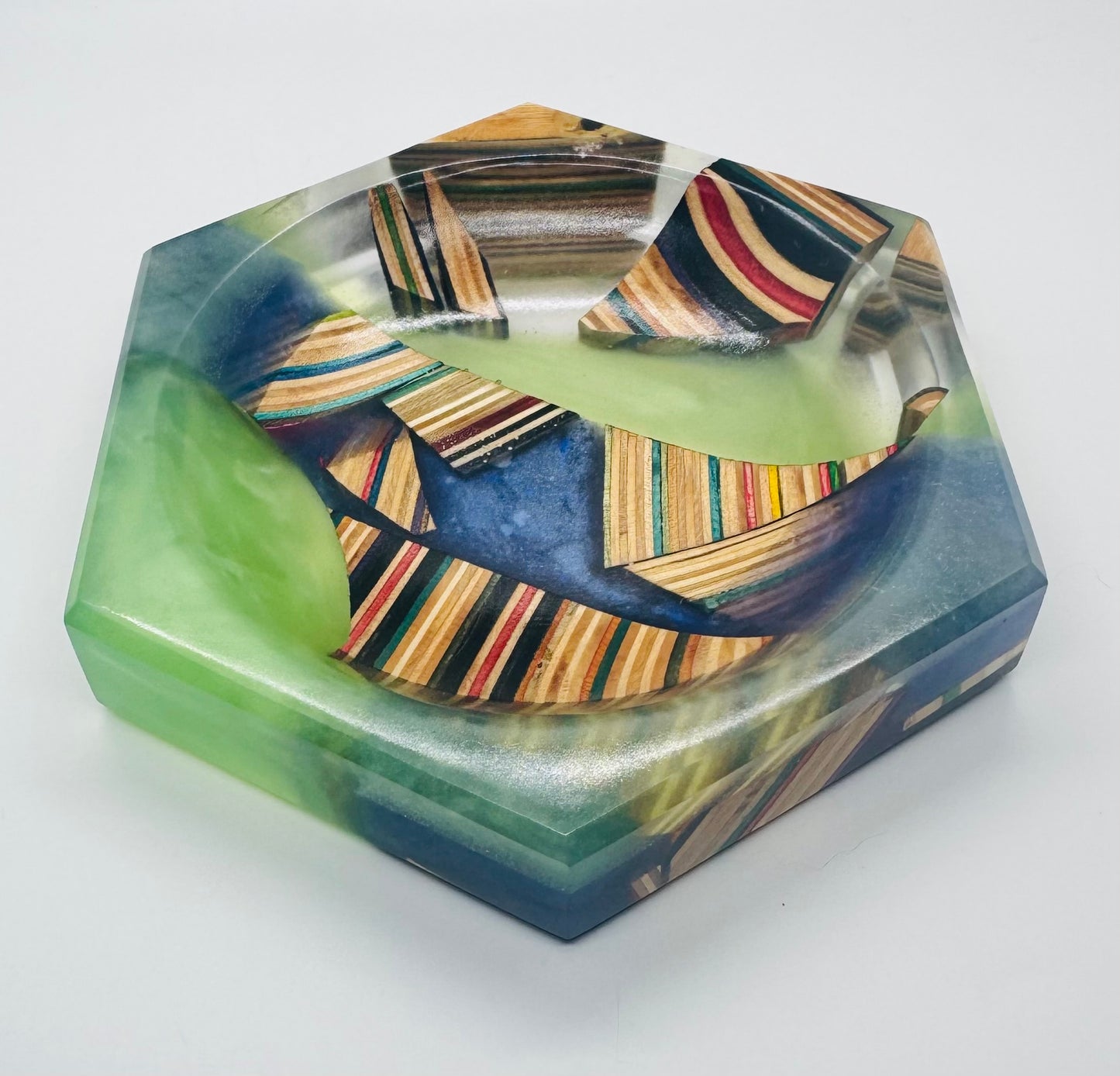 Colored Recycled Skateboard and Epoxy Catchall Tray