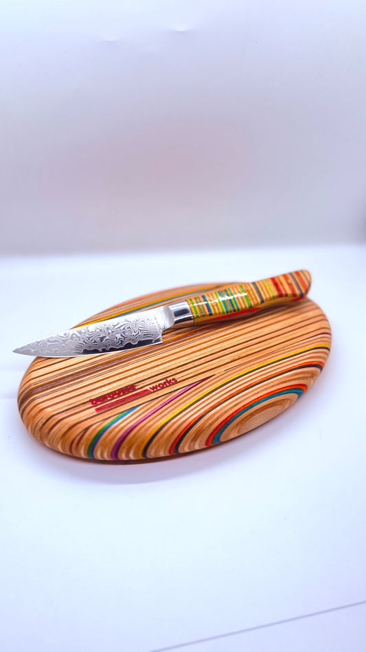 Recycled Skateboard Paring Knife and Micro Cutting Board