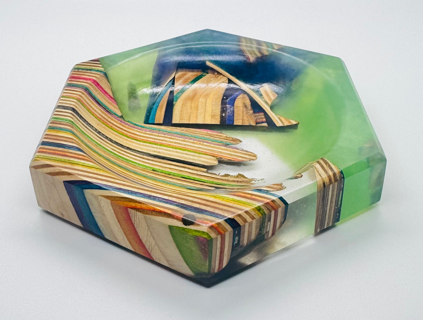 Colored Recycled Skateboard and Epoxy Catchall Tray