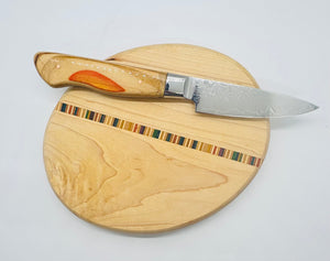 Recycled skateboard pairing knife and micro cutting board set