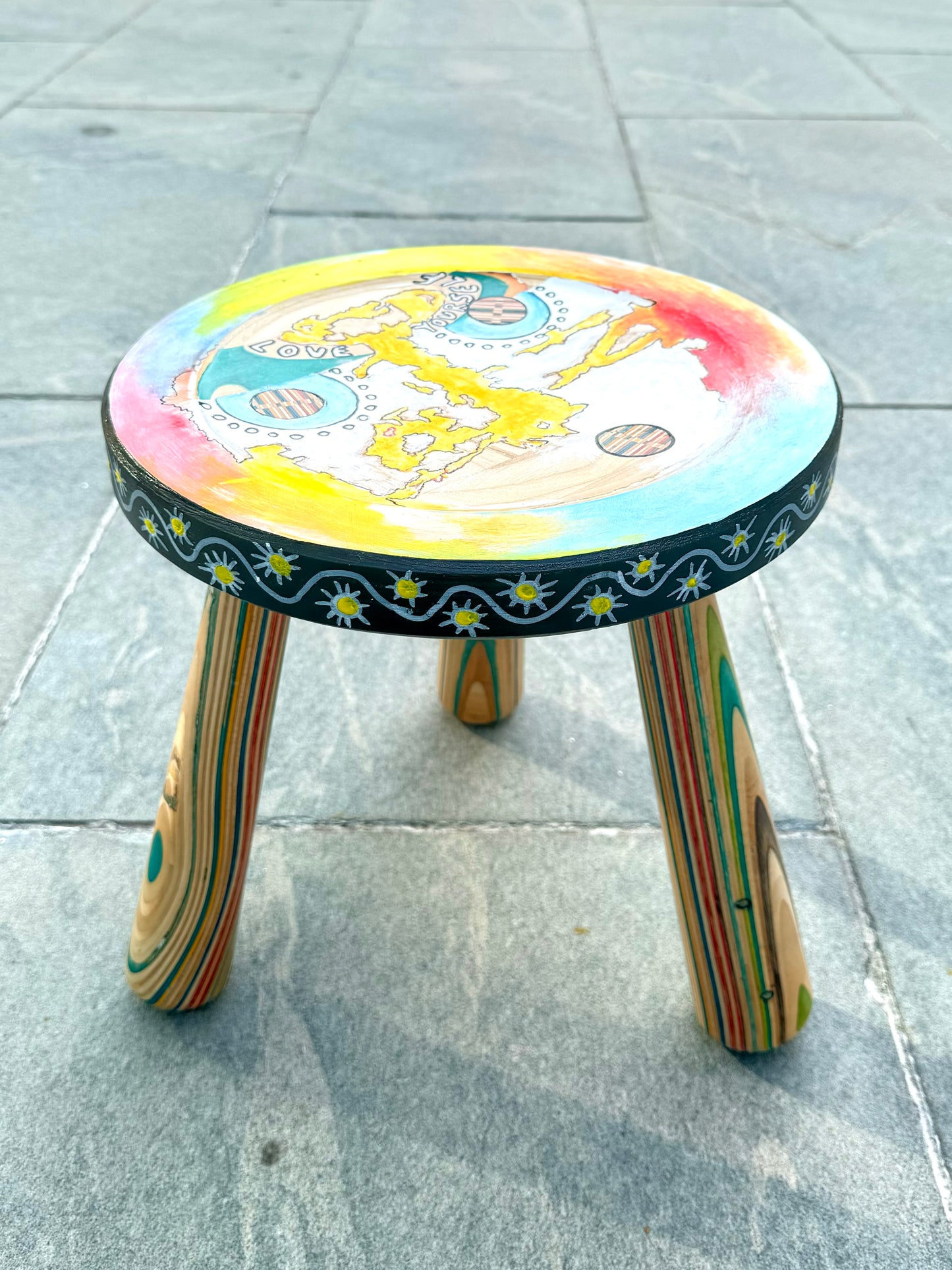 Gakwaya Gisa X Barousse Works Recycled Skateboard Stool Art #2 ✨