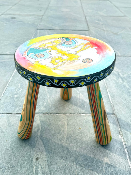 Gakwaya Gisa X Barousse Works Recycled Skateboard Stool Art #2 ✨