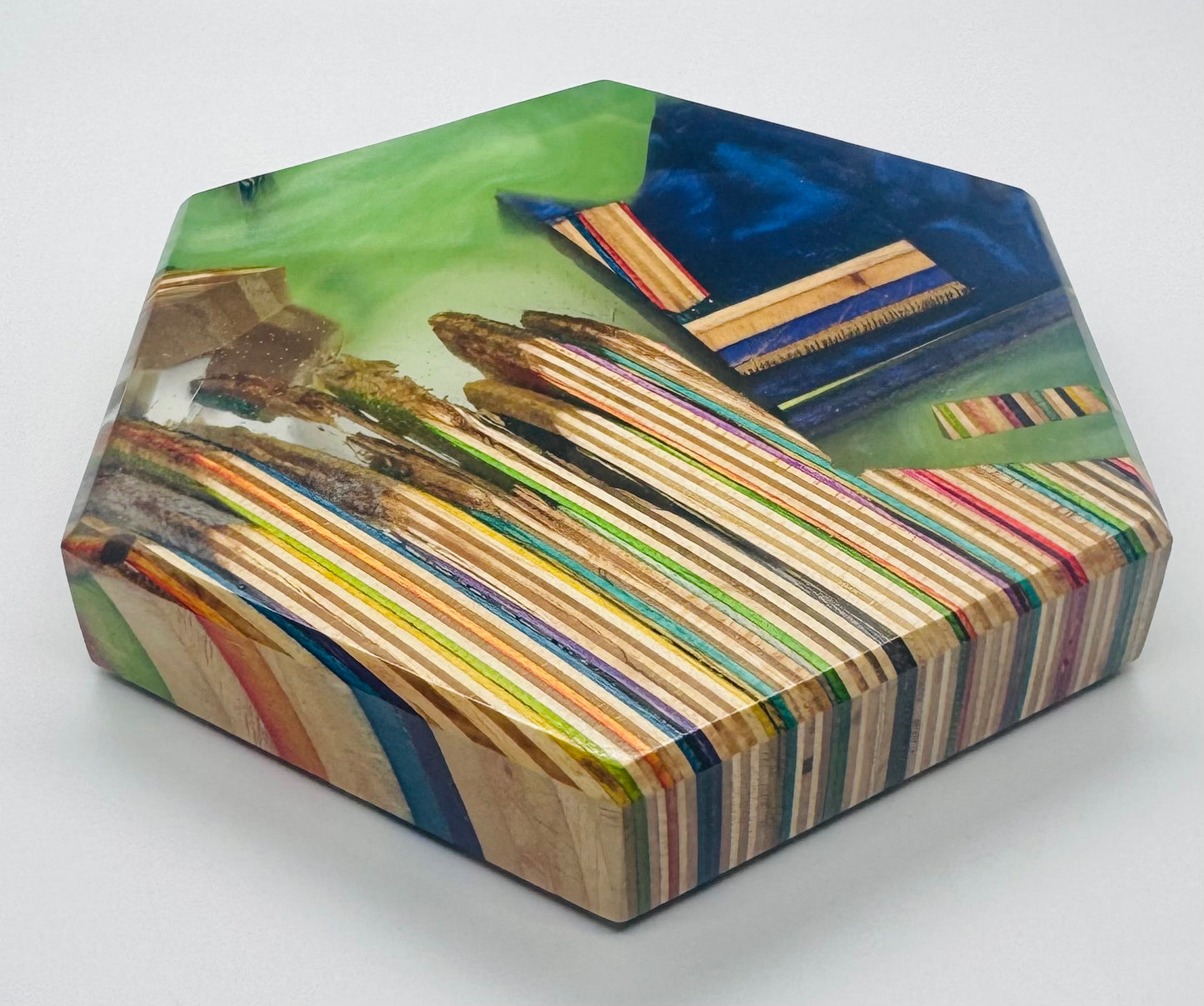 Colored Recycled Skateboard and Epoxy Catchall Tray