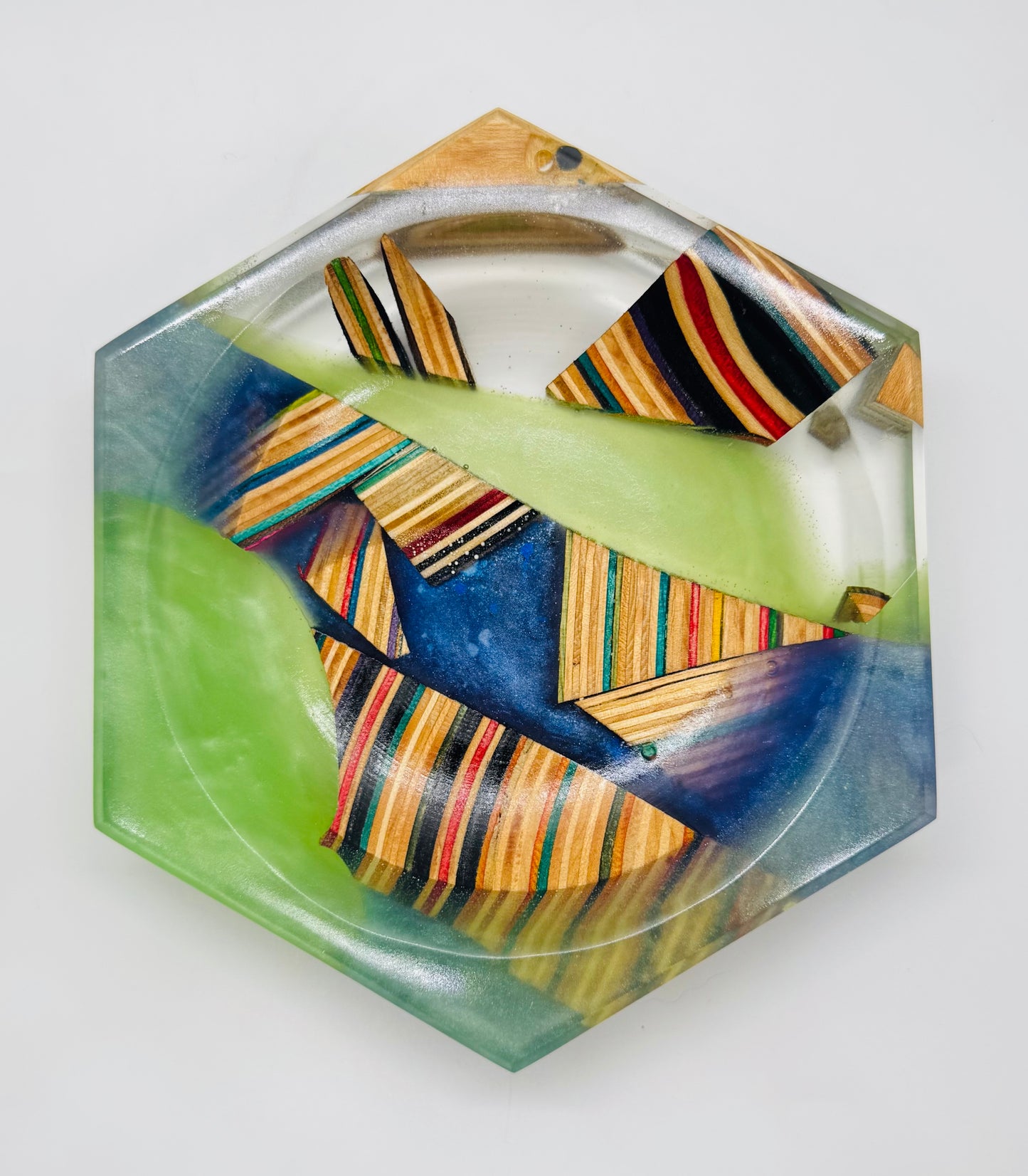 Colored Recycled Skateboard and Epoxy Catchall Tray