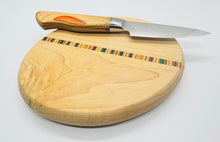 Load image into Gallery viewer, Recycled skateboard pairing knife and micro cutting board set