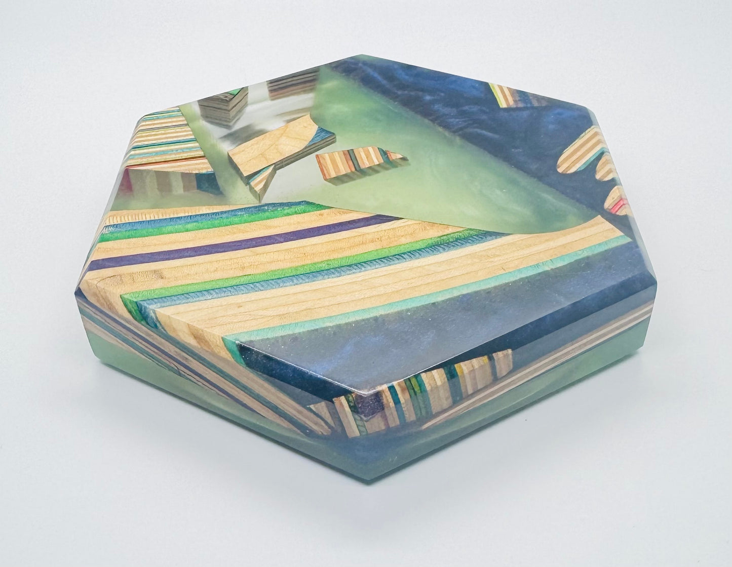 Colored Recycled Skateboard and Epoxy Catchall Tray