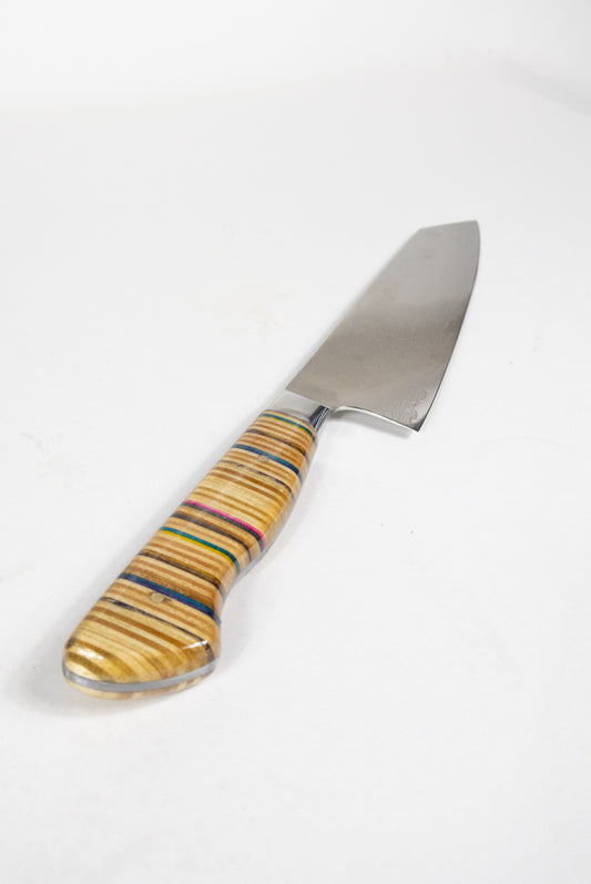 Recycled Skateboard and Japanese Damascus Steel Chef’s Knife