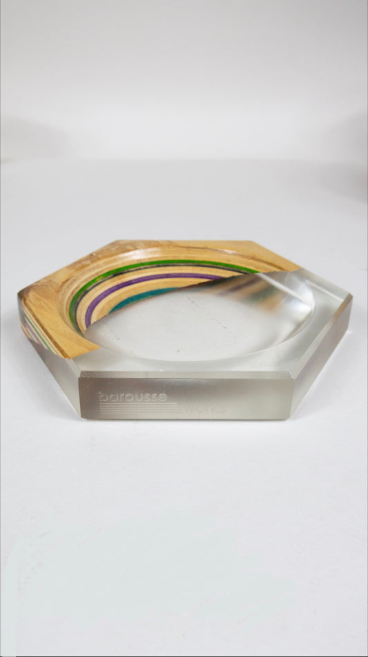 Recycled skateboards and epoxy catch all tray