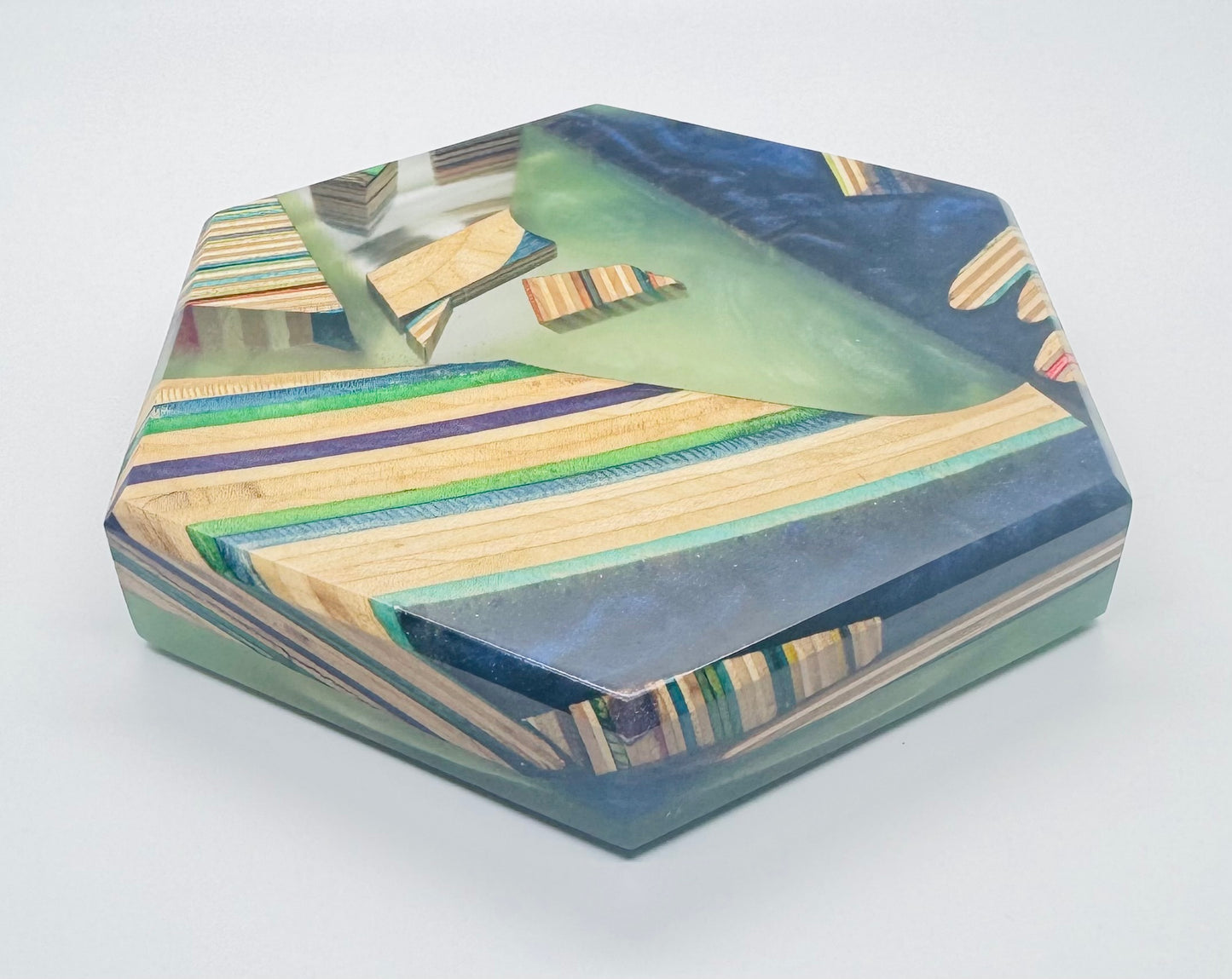Colored Recycled Skateboard and Epoxy Catchall Tray