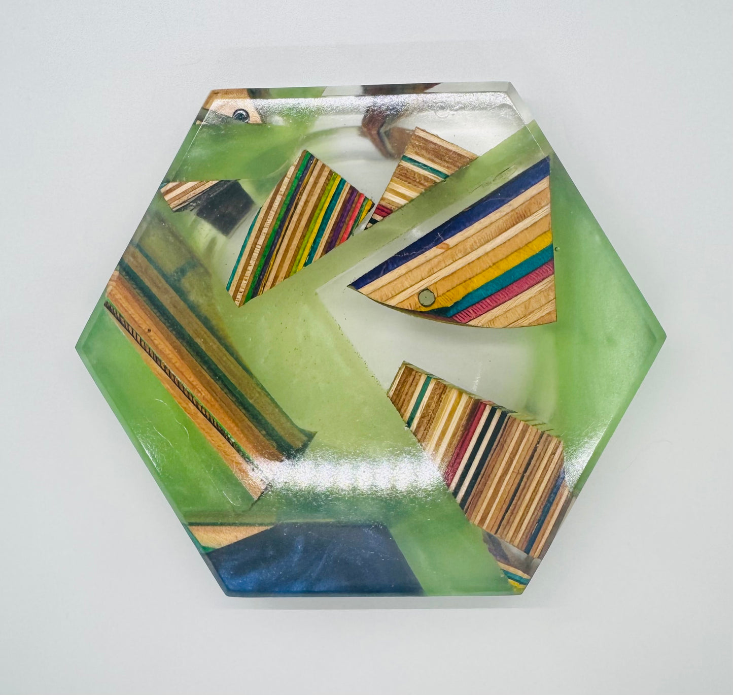 Colored Recycled Skateboard and Epoxy Catchall Tray