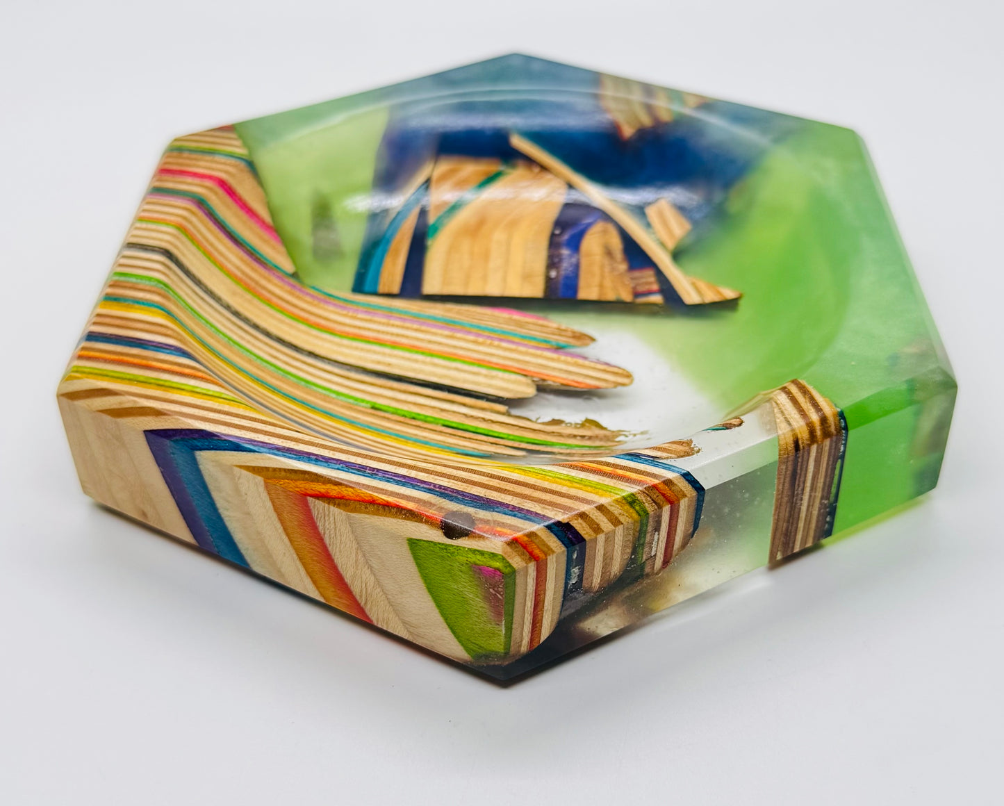 Colored Recycled Skateboard and Epoxy Catchall Tray