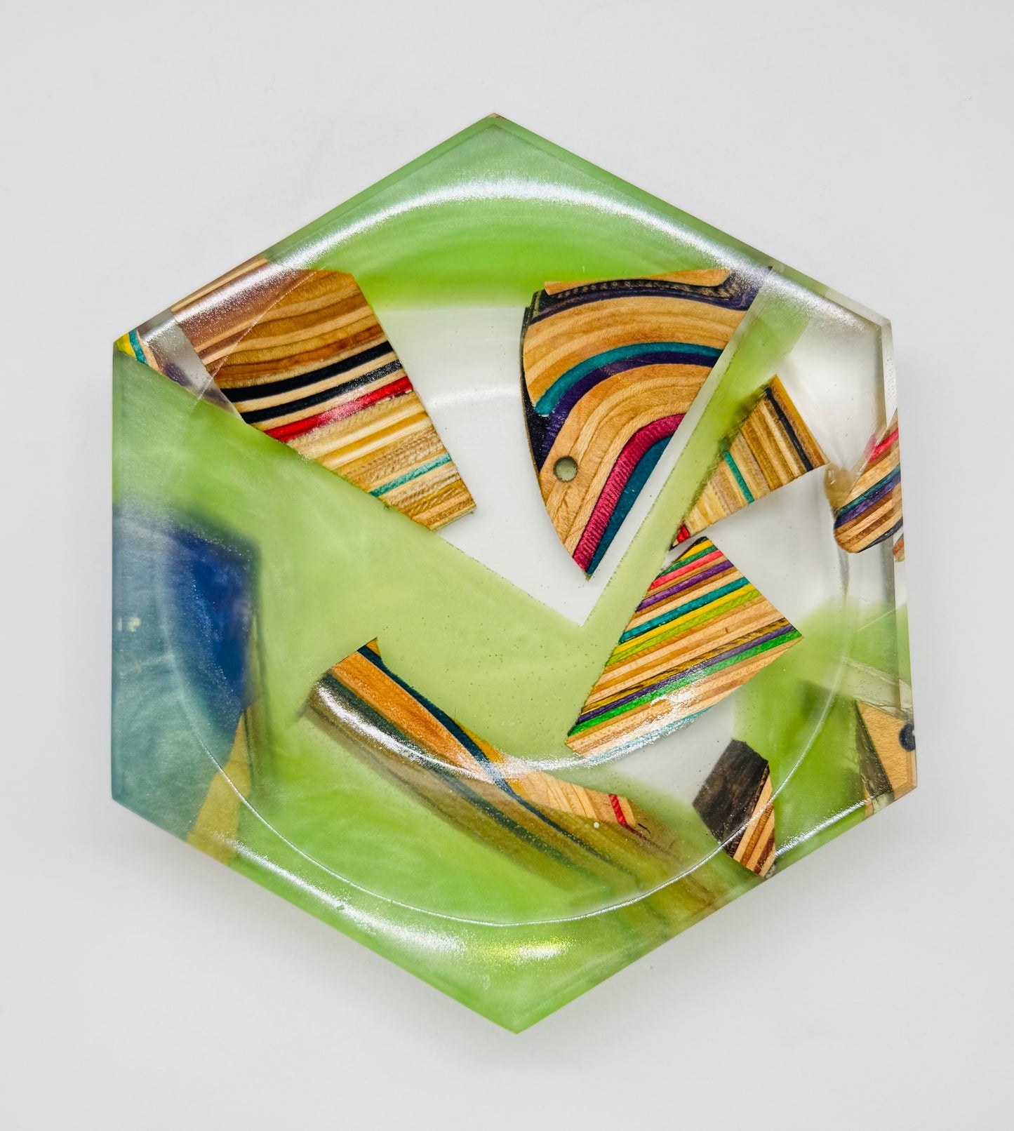 Colored Recycled Skateboard and Epoxy Catchall Tray