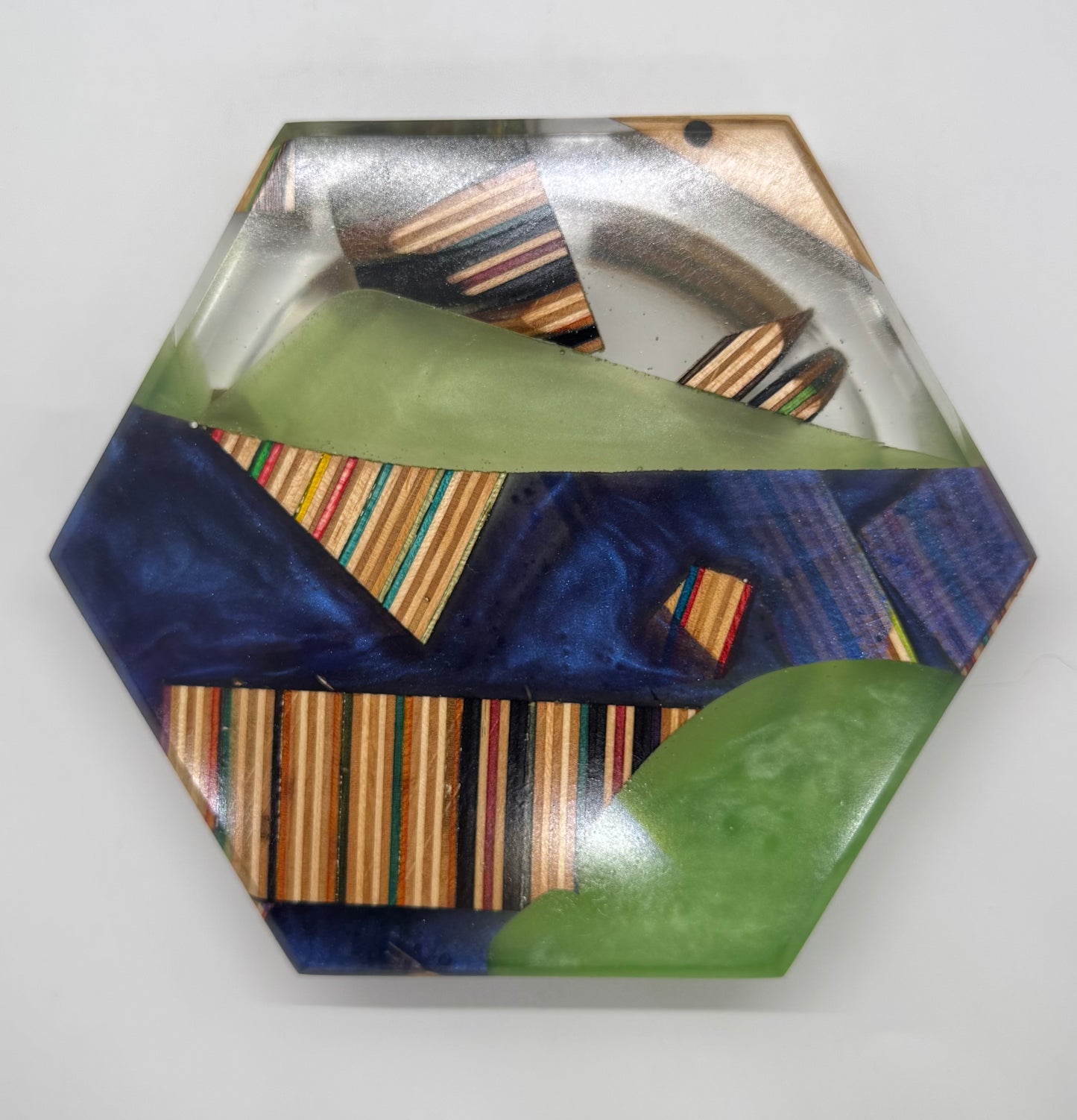 Colored Recycled Skateboard and Epoxy Catchall Tray