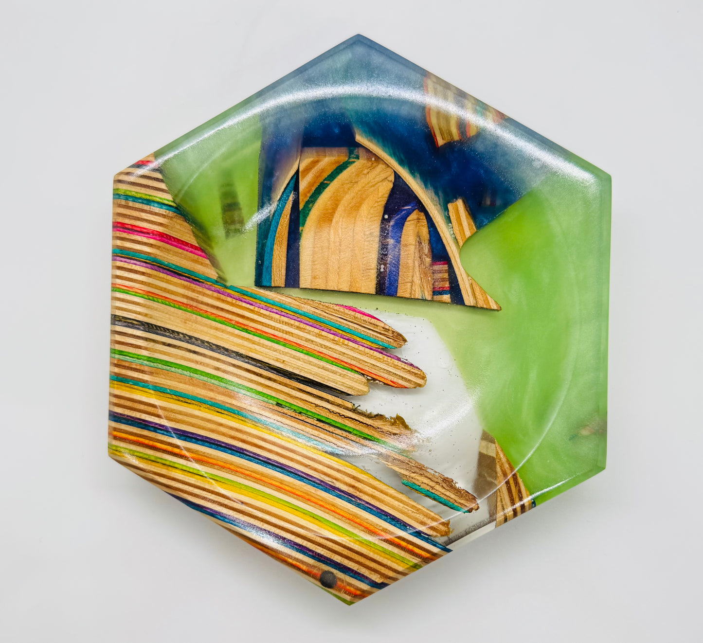 Colored Recycled Skateboard and Epoxy Catchall Tray