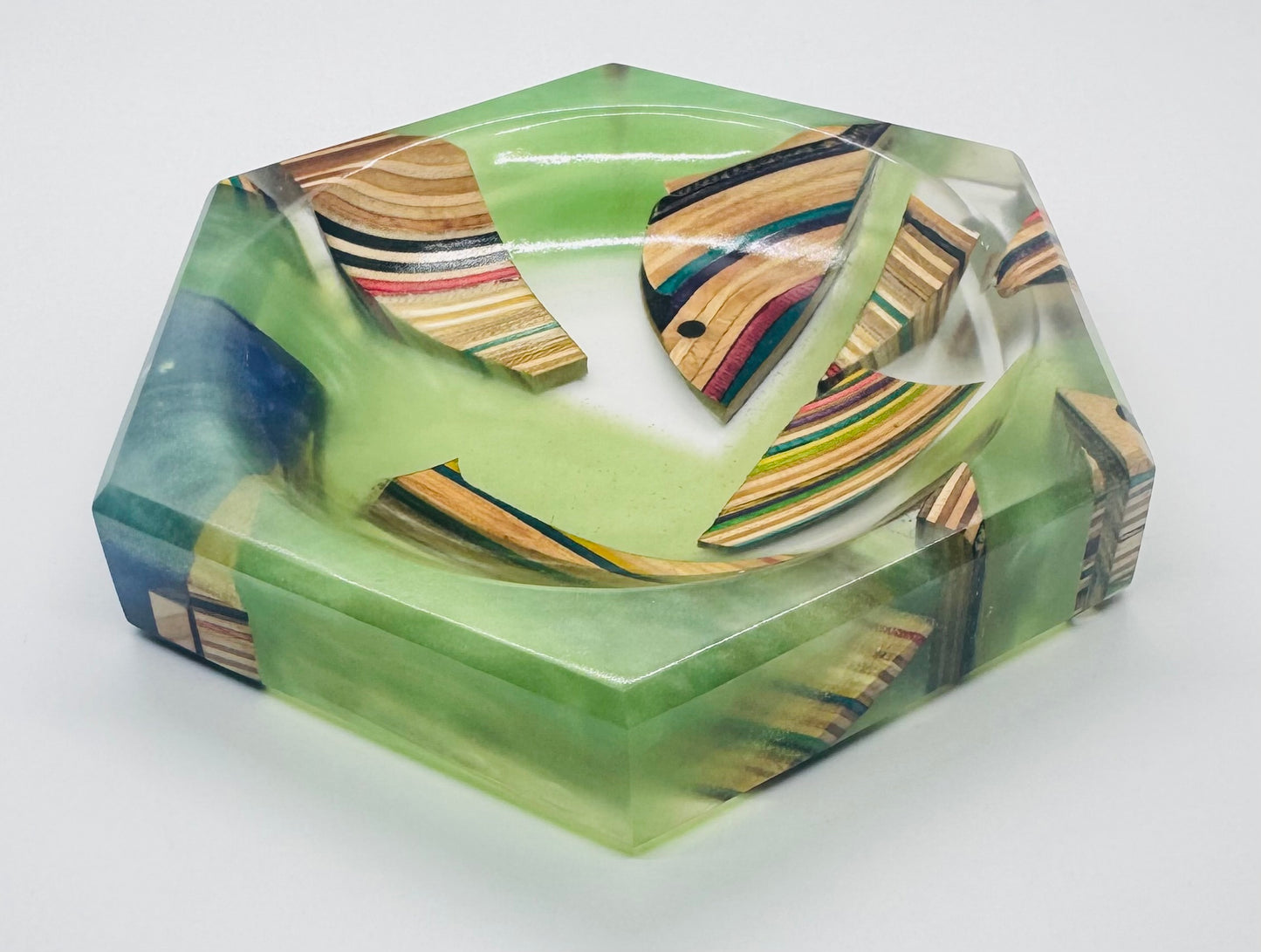 Colored Recycled Skateboard and Epoxy Catchall Tray