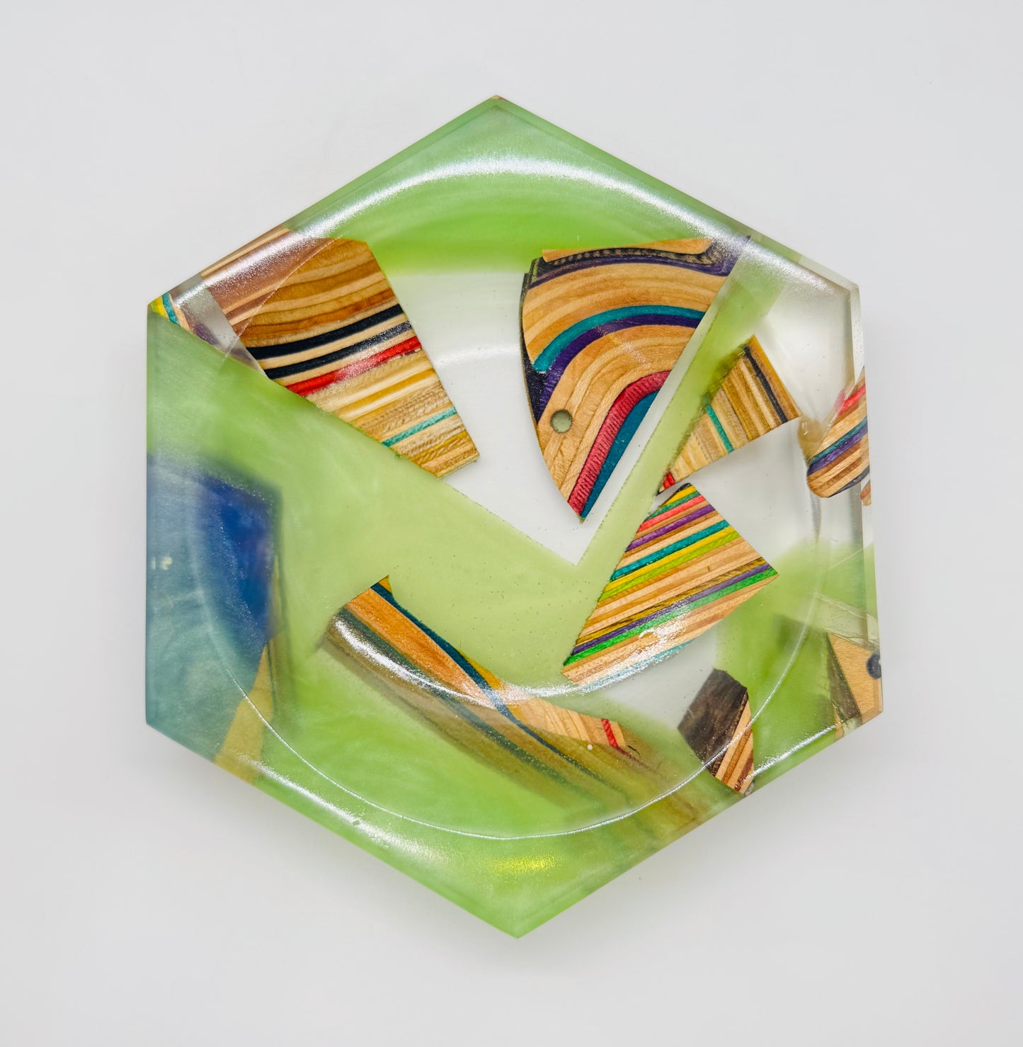 Colored Recycled Skateboard and Epoxy Catchall Tray