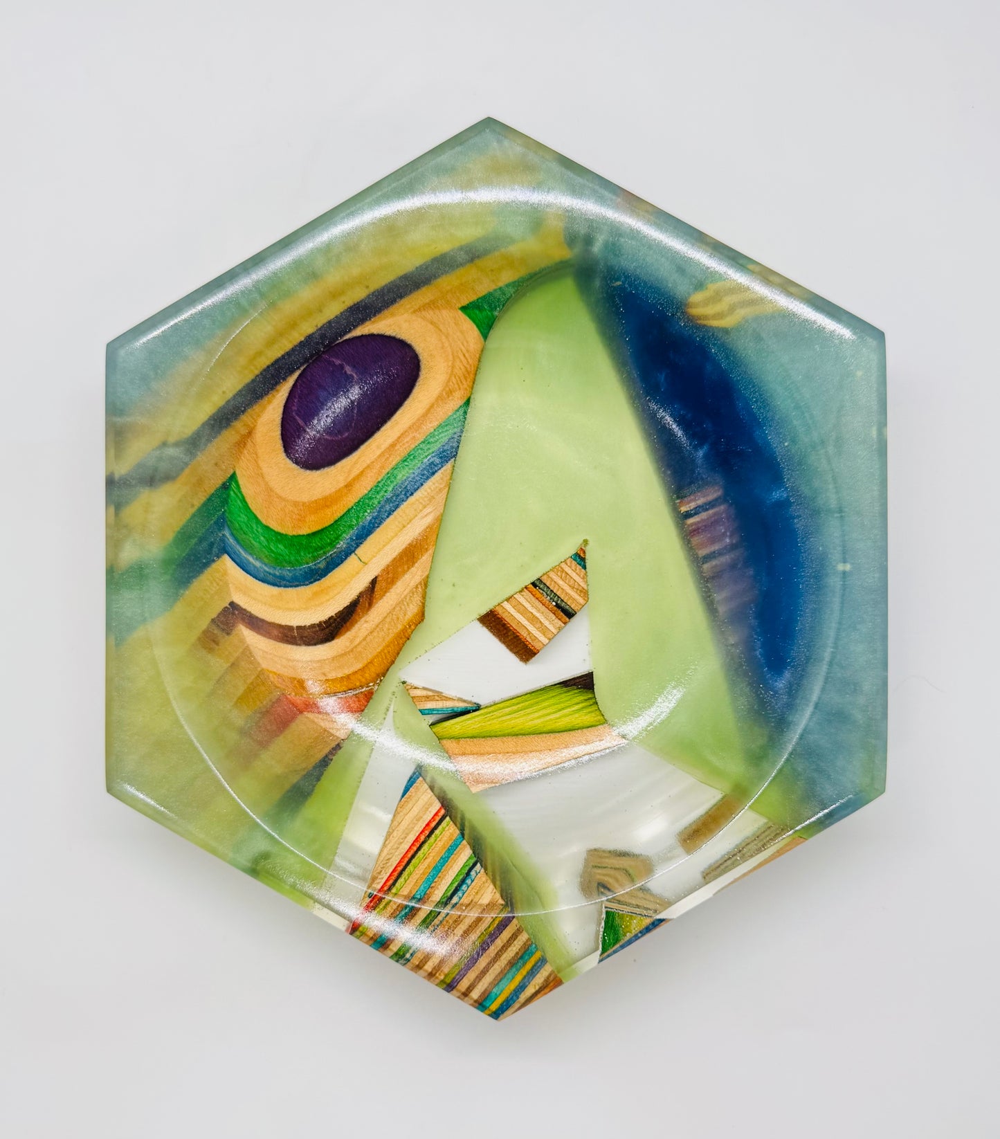 Colored Recycled Skateboard and Epoxy Catchall Tray
