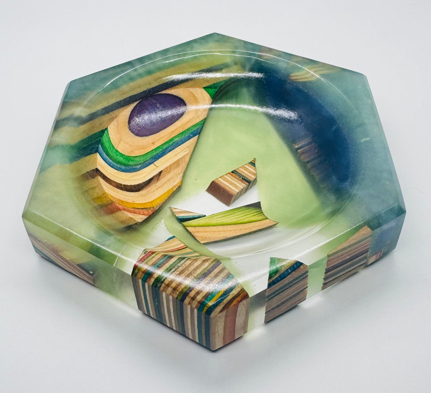 Colored Recycled Skateboard and Epoxy Catchall Tray