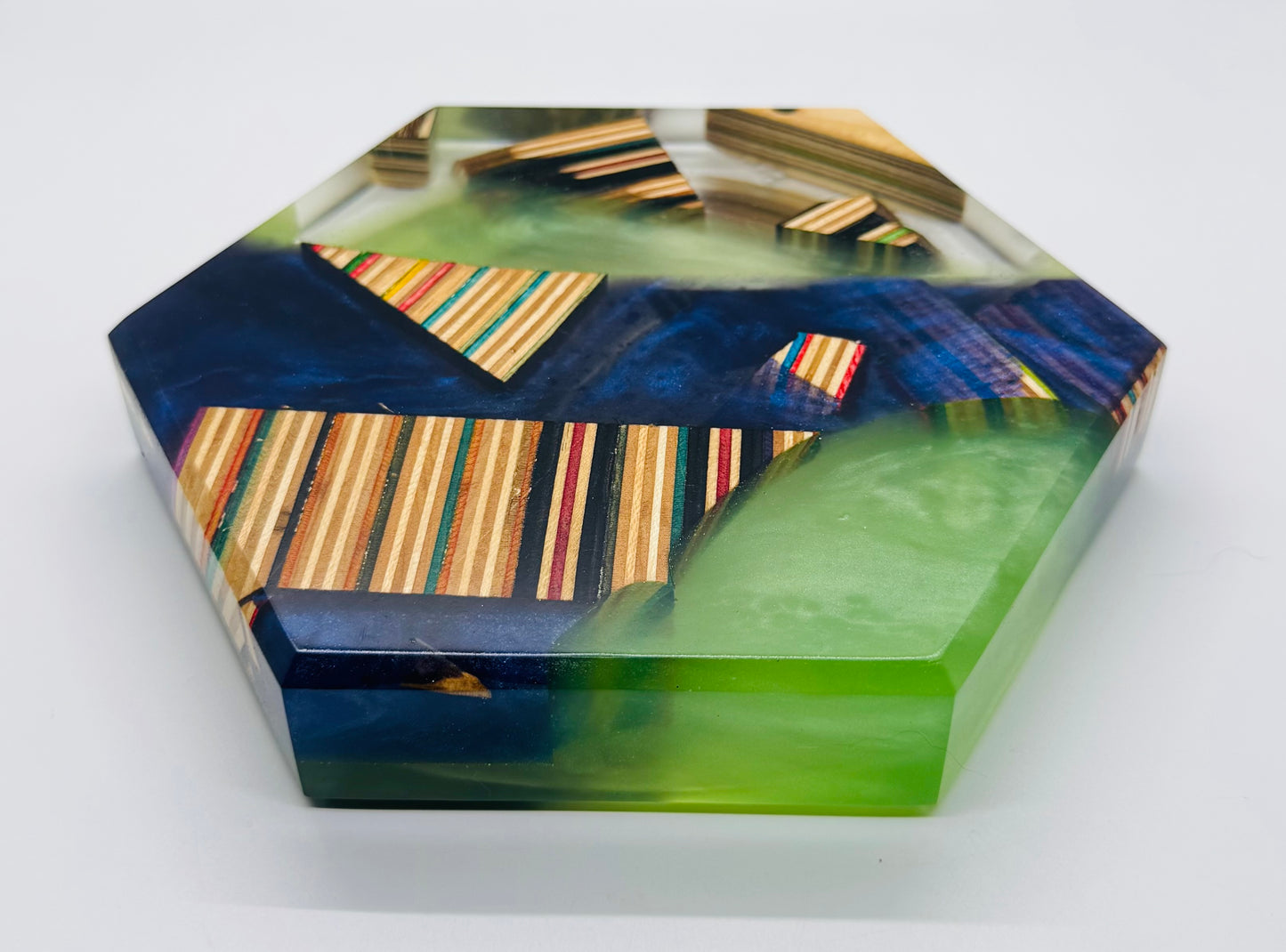 Colored Recycled Skateboard and Epoxy Catchall Tray