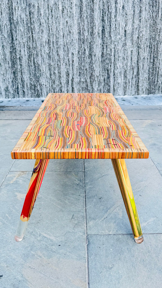 Epoxy Finish-Modern Recycled Skateboards and Epoxy Coffee Table