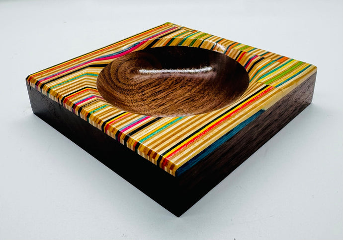 Recycled Skateboards and Black Walnut Coin Dish